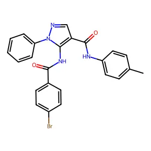 5-[(4-bromobenzoyl)amino]-N-(4-methylphenyl)-1-phenylpyrazole-4-carboxamide structure