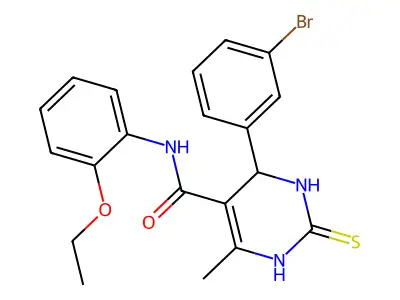 4-(3-bromophenyl)-N-(2-ethoxyphenyl)-6-methyl-2-thioxo-1,2,3,4-tetrahydropyrimidine-5-carboxamide structure
