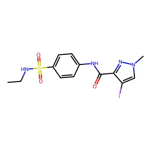 N-{4-[(ethylamino)sulfonyl]phenyl}-4-iodo-1-methyl-1H-pyrazole-3-carboxamide structure