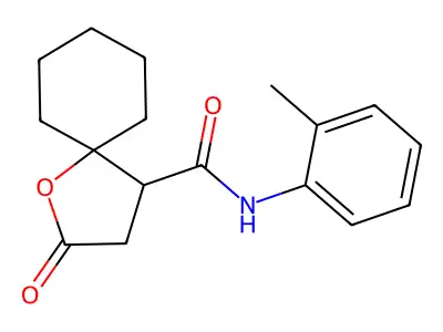 N-(2-methylphenyl)-2-oxo-1-oxaspiro[4.5]decane-4-carboxamide structure