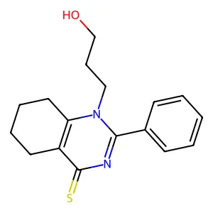 1-(3-hydroxypropyl)-2-phenyl-5,6,7,8-tetrahydroquinazoline-4(1H)-thione structure