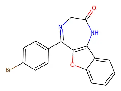 5-(4-bromophenyl)-1,3-dihydro-2H-[1]benzofuro[3,2-e][1,4]diazepin-2-one structure