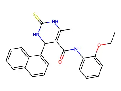 N-(2-ethoxyphenyl)-6-methyl-4-(naphthalen-1-yl)-2-sulfanylidene-1,2,3,4-tetrahydropyrimidine-5-carboxamide structure