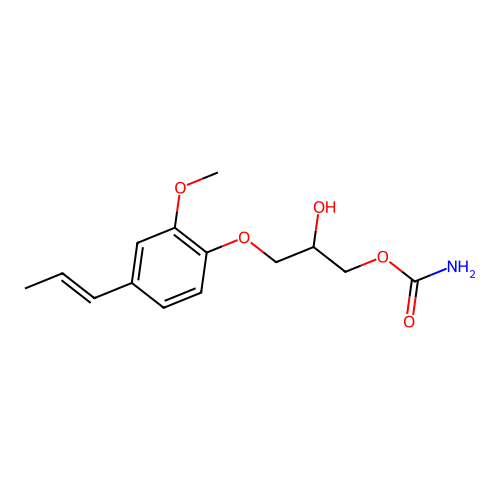 1,2-Propanediol, 3-(4-allyl-2-methoxyphenoxy)-, 1-carbamate structure