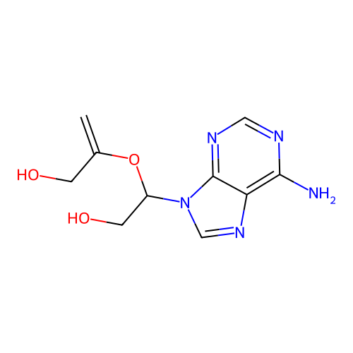 9-[2-Hydroxy-1-(2-hydroxy-1-methyleneethoxy)ethyl]adenine structure