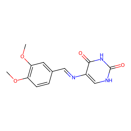 5-{[(E)-(3,4-dimethoxyphenyl)methylidene]amino}pyrimidine-2,4-diol structure