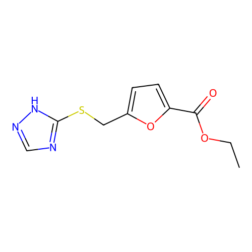 ethyl 5-[(1H-1,2,4-triazol-5-ylsulfanyl)methyl]furan-2-carboxylate structure