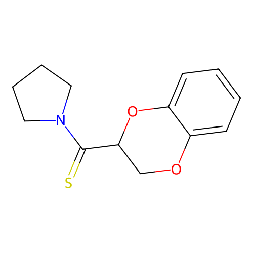 2,3-Dihydro-1,4-benzodioxin-2-yl(pyrrolidin-1-yl)methanethione structure
