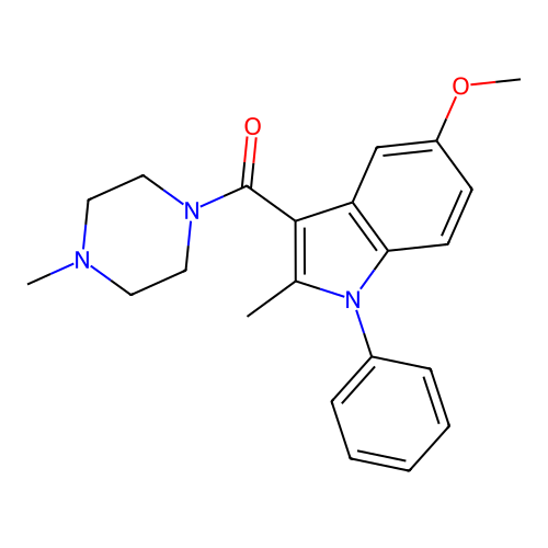 (5-methoxy-2-methyl-1-phenyl-1H-indol-3-yl)(4-methylpiperazin-1-yl)methanone structure