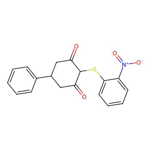 Trans-2-[(2-Nitrophenyl)sulfanyl]-5-Phenylcyclohexane-1,3-Dione structure