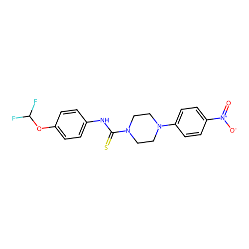 N-[4-(difluoromethoxy)phenyl]-4-(4-nitrophenyl)piperazine-1-carbothioamide structure