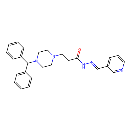 (E)-3-(4-benzhydrylpiperazin-1-yl)-N'-(pyridin-3-ylmethylene)propanehydrazide structure