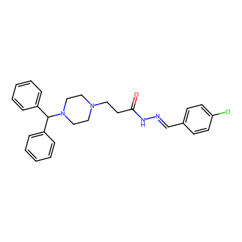 (E)-3-(4-benzhydrylpiperazin-1-yl)-N'-(4-chlorobenzylidene)propanehydrazide structure