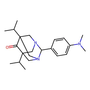 2-(4-(Dimethylamino)phenyl)-5,7-diisopropyl-1,3-diazaadamantan-6-one structure
