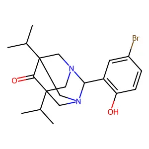 2-(5-Bromo-2-hydroxyphenyl)-5,7-diisopropyl-1,3-diazaadamantan-6-one structure