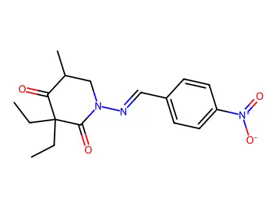 3,3-Diethyl-5-methyl-1-[(4-nitrophenyl)methylideneamino]piperidine-2,4-dione structure