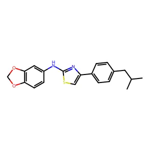 N-(1,3-benzodioxol-5-yl)-4-[4-(2-methylpropyl)phenyl]-1,3-thiazol-2-amine structure