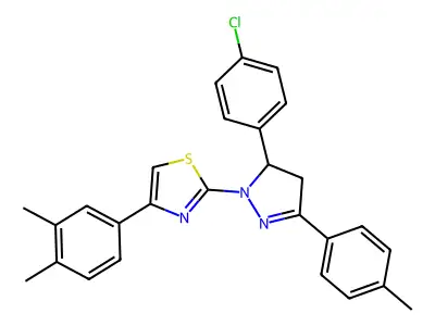 2-[5-(4-chlorophenyl)-3-(4-methylphenyl)-4,5-dihydro-1H-pyrazol-1-yl]-4-(3,4-dimethylphenyl)-1,3-thiazole structure