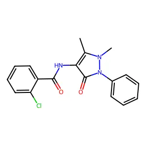 2-chloro-N-(1,5-dimethyl-3-oxo-2-phenyl-2,3-dihydro-1H-pyrazol-4-yl)benzamide structure