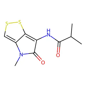 2-methyl-N-(4-methyl-5-oxodithiolo[4,3-b]pyrrol-6-yl)propanamide structure