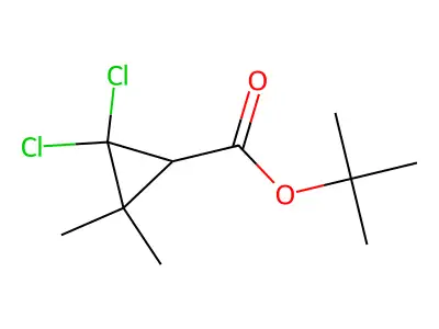 Tert-butyl 2,2-dichloro-3,3-dimethylcyclopropane-1-carboxylate structure