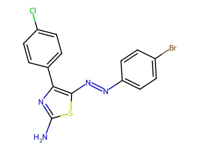 (5Z)-5-[2-(4-Bromophenyl)hydrazinylidene]-4-(4-chlorophenyl)-1,3-thiazol-2(5H)-imine structure