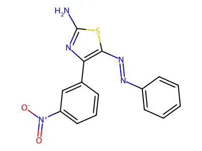 (5E)-4-(3-Nitrophenyl)-5-(2-phenylhydrazinylidene)-1,3-thiazol-2(5H)-imine structure