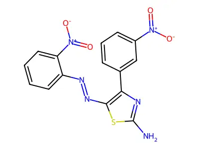 N-[[2-Imino-4-(3-nitrophenyl)-1,3-thiazol-5-ylidene]amino]-2-nitro-aniline structure