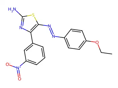 (5E)-5-[2-(4-Ethoxyphenyl)hydrazinylidene]-4-(3-nitrophenyl)-1,3-thiazol-2(5H)-imine structure