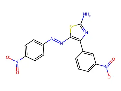N-[[2-Imino-4-(3-nitrophenyl)-1,3-thiazol-5-ylidene]amino]-4-nitro-aniline structure