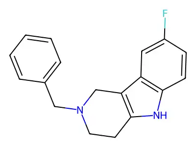 1H-Pyrido[4,3-b]indole, 2-benzyl-8-fluoro-2,3,4,5-tetrahydro- structure