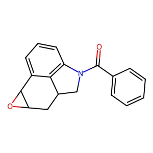 phenyl(5a,6,6a,7a-tetrahydro[1]benzoxireno[4,3,2-cd]indol-4(5H)-yl)methanone structure