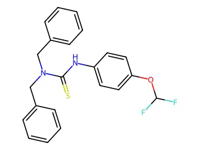 1,1-Dibenzyl-3-[4-(difluoromethoxy)phenyl]thiourea structure