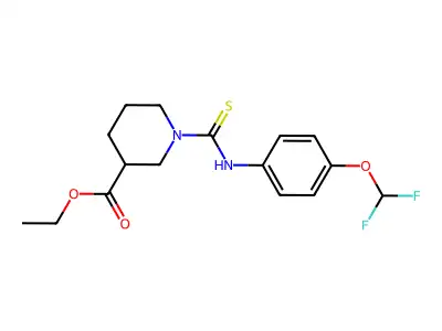 Ethyl 1-((4-(difluoromethoxy)phenyl)carbamothioyl)piperidine-3-carboxylate structure