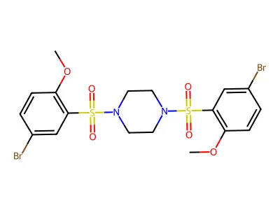 1,4-Bis((5-bromo-2-methoxyphenyl)sulfonyl)piperazine structure