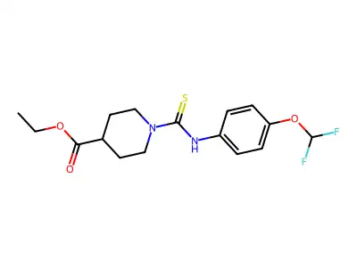 Ethyl 1-((4-(difluoromethoxy)phenyl)carbamothioyl)piperidine-4-carboxylate structure