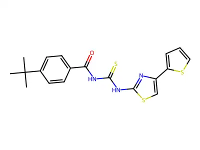 4-(tert-butyl)-N-((4-(thiophen-2-yl)thiazol-2-yl)carbamothioyl)benzamide structure