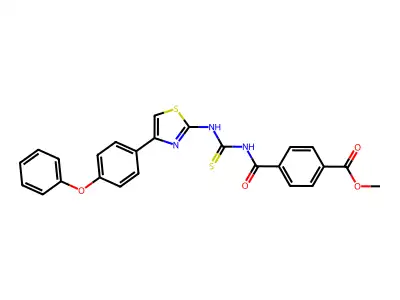 Methyl 4-(((4-(4-phenoxyphenyl)thiazol-2-yl)carbamothioyl)carbamoyl)benzoate structure