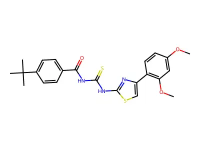 4-(tert-butyl)-N-((4-(2,4-dimethoxyphenyl)thiazol-2-yl)carbamothioyl)benzamide structure