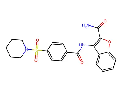 3-(4-(Piperidin-1-ylsulfonyl)benzamido)benzofuran-2-carboxamide structure