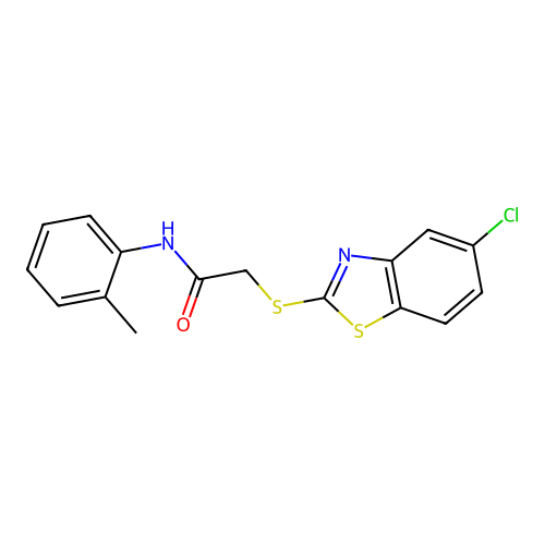 2-[(5-chloro-1,3-benzothiazol-2-yl)sulfanyl]-N-(2-methylphenyl)acetamide structure