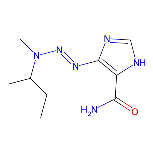 (5E)-5-[(butan-2-yl-methyl-amino)hydrazinylidene]imidazole-4-carboxamide structure