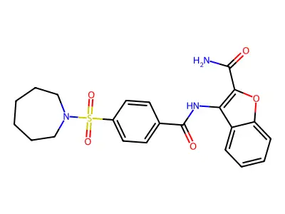 3-(4-(Azepan-1-ylsulfonyl)benzamido)benzofuran-2-carboxamide structure