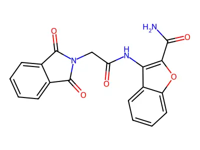3-(2-(1,3-Dioxoisoindolin-2-yl)acetamido)benzofuran-2-carboxamide structure