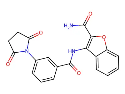 3-(3-(2,5-Dioxopyrrolidin-1-yl)benzamido)benzofuran-2-carboxamide structure