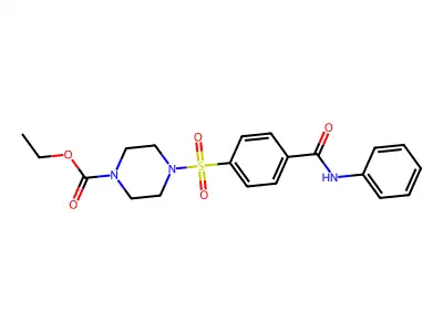 Ethyl 4-[4-(phenylcarbamoyl)phenyl]sulfonylpiperazine-1-carboxylate structure