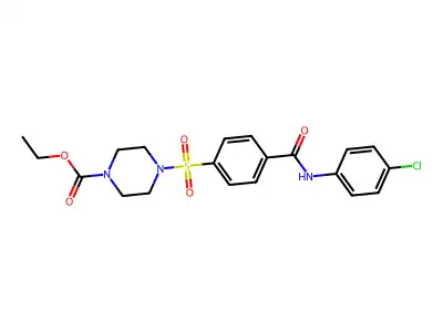 Ethyl 4-[4-[(4-chlorophenyl)carbamoyl]phenyl]sulfonylpiperazine-1-carboxylate structure