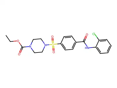 Ethyl 4-[4-[(2-chlorophenyl)carbamoyl]phenyl]sulfonylpiperazine-1-carboxylate structure