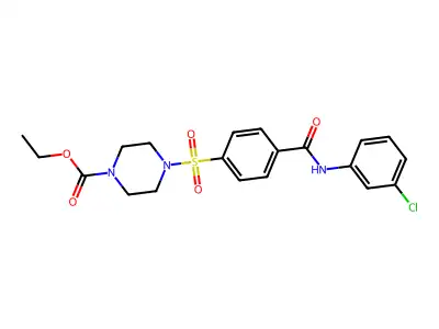 Ethyl 4-[4-[(3-chlorophenyl)carbamoyl]phenyl]sulfonylpiperazine-1-carboxylate structure