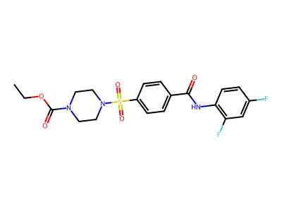 ethyl 4-((4-((2,4-difluorophenyl)carbamoyl)phenyl)sulfonyl)piperazine-1-carboxylate structure